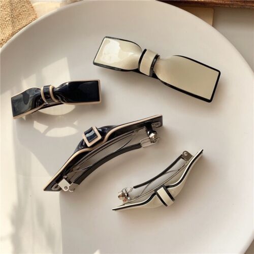 Black Large Acrylic Hair Bow Barrette