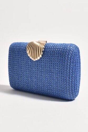 Blue Woven Handmade Shell Clasp Shoulder Clutch/Purse/bag