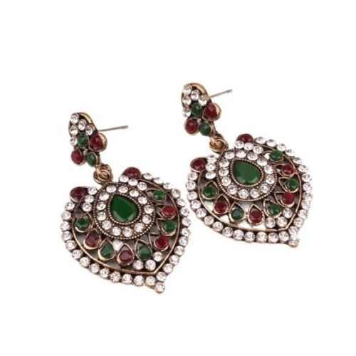 Colorful Rhinestones Ethnic Drop Earrings