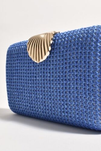 Blue Woven Handmade Shell Clasp Shoulder Clutch/Purse/bag