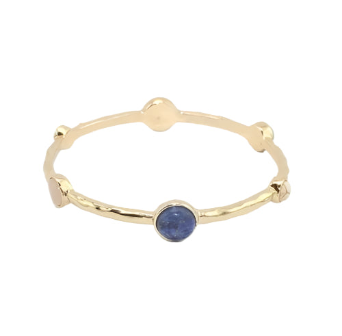 Gold Plated Multicoloured Natural Stones Bangle Bracelet