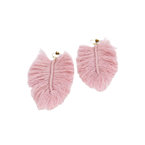 Pink Leaf Look Threaded Tassels Handmade Earring