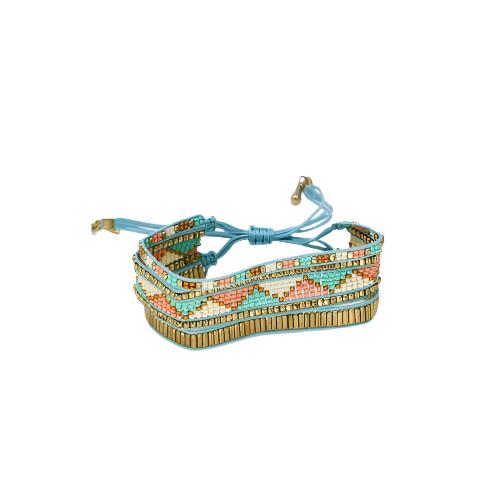 Blue/Turquoise And Gold Beaded Bracelet