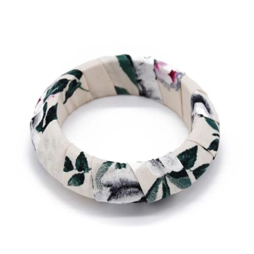 White Fabric Floral Bangle