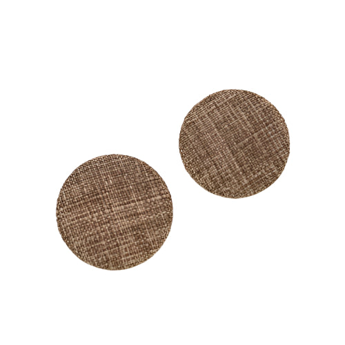 Brown Fabric Round Stud Earring