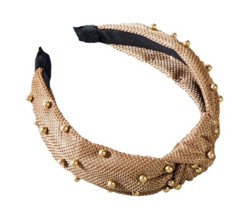 Brown Pearls Knot Shiny Textured Headband
