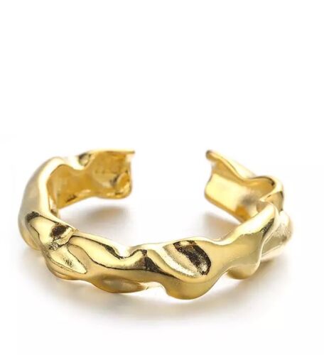 Gold Irregular hammered Style Adjustable Ring