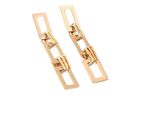 Gold Metal Square Links Drop Earring