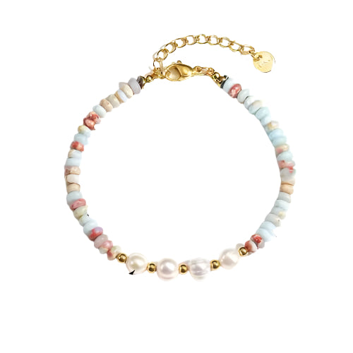 Multicolored Beads And Precious Pearls Handmade Stainless Steel Beaded Bracelet