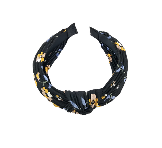Black Headband Fabric Floral Knot Headband