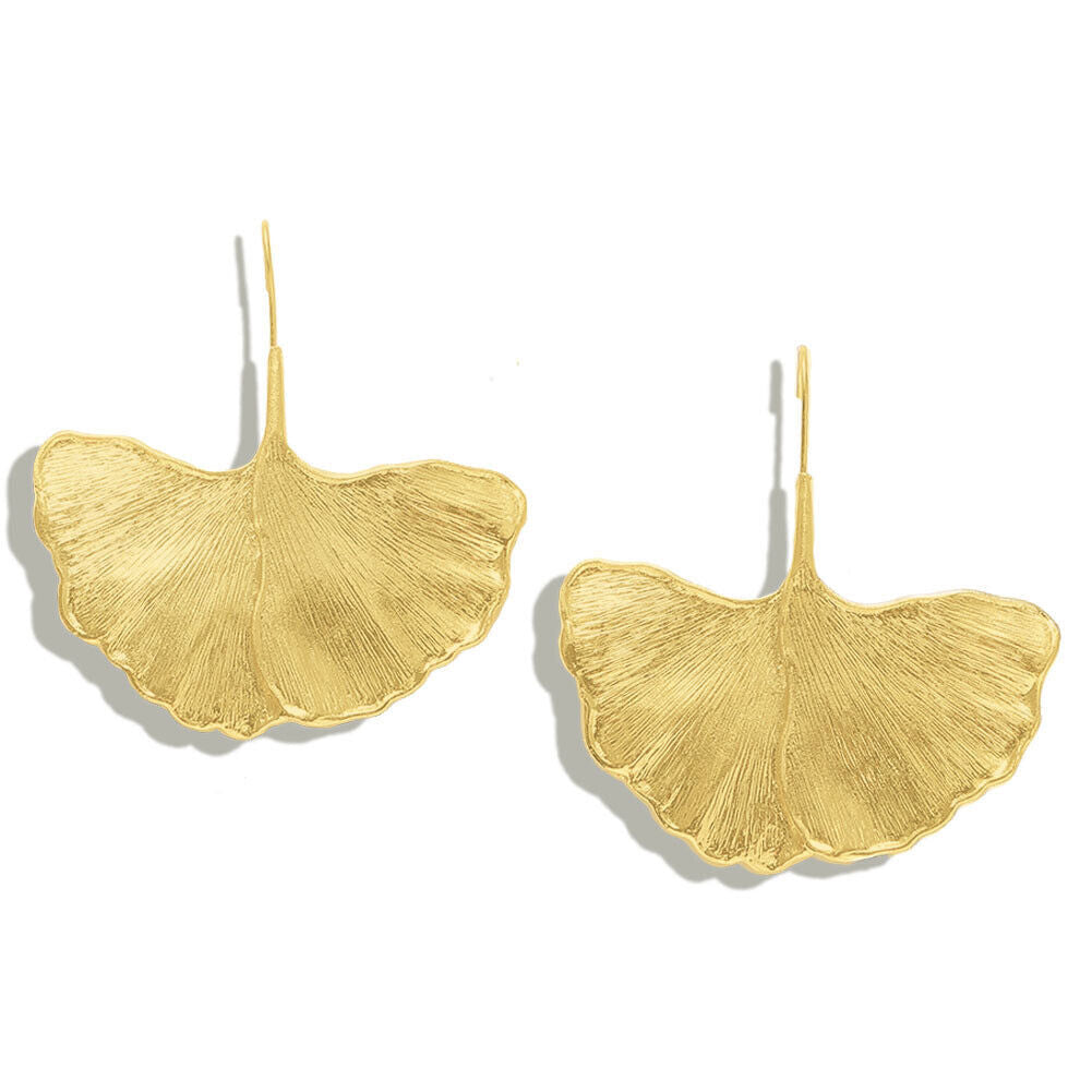 Gold Leaf Drop Hook Earring