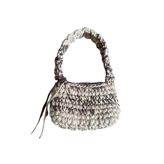 Beige And Brown Egyptian Cotton Crochet Handmade Shoulder Bag