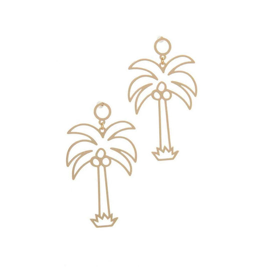 Gold Fashion Palm Tree Drop Earring