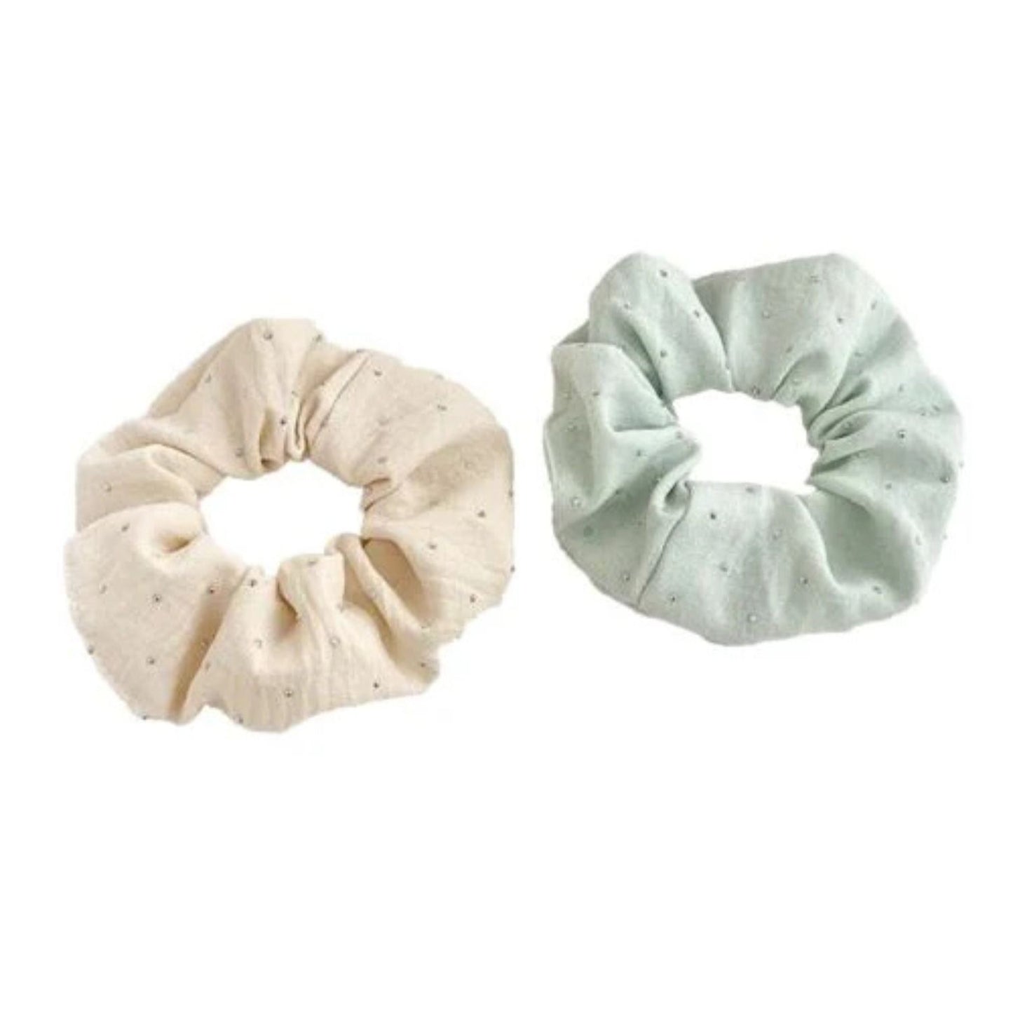Off White And Pastel Blue Hair Scrunchies Set