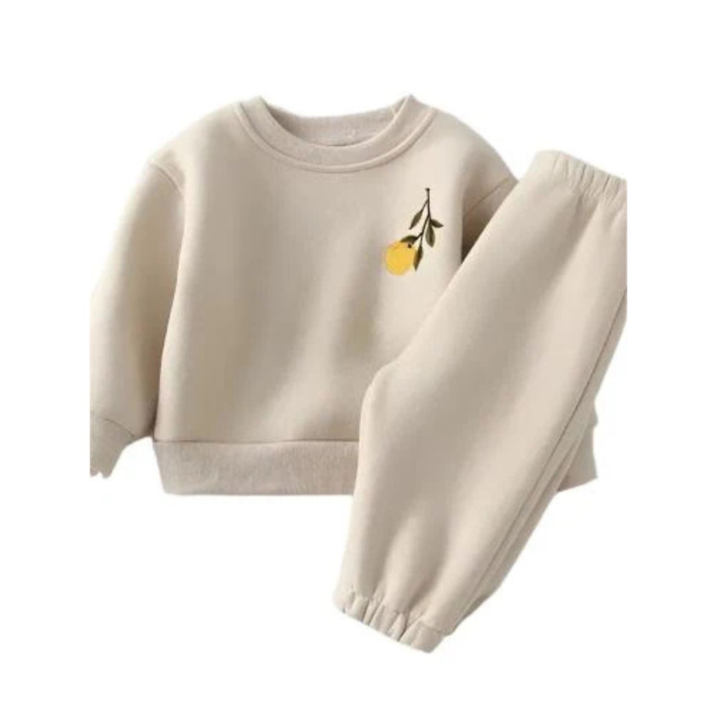 2T Boy/Girl Beige Cotton Polyester Blend Lemon Sweater And Pants Set