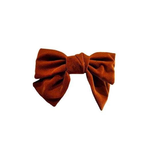 Burnt Orange Velvet Hair Bow Barrette