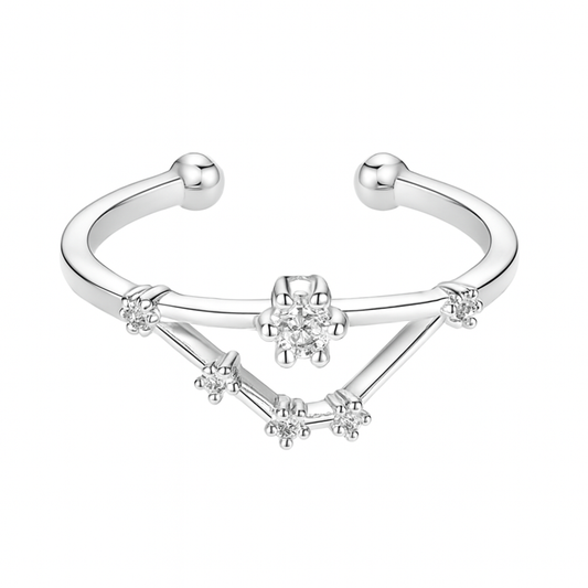 14 Karat Gold Dipped CZ Capricorn Zodiac Constellation Adjustable Ring