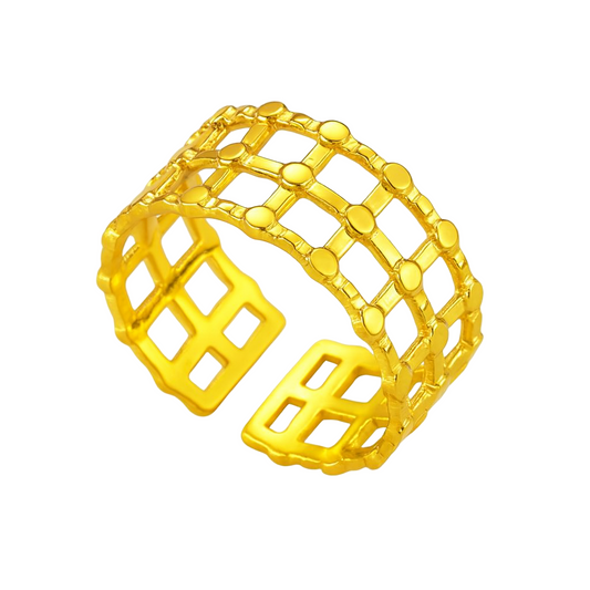 Gold Plated Geometric Stainless Steel Adjustable Ring