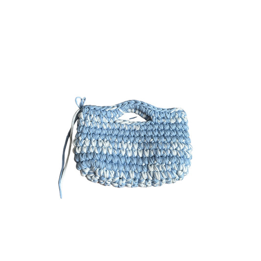 Baby Blue And White Handmade Egyptian Cotton Crochet Bag