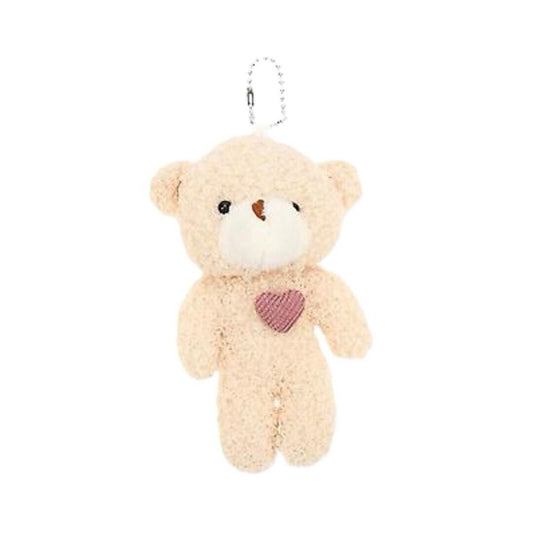 Beige And Pink Heart Cute Bear Keychain