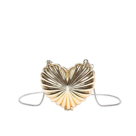 Gold Mini Heart Hard Shell Crossbody Elegant Bag/Coin Purse
