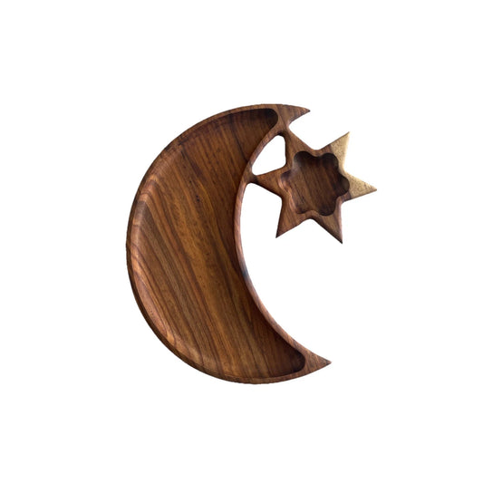 Brown Wooden Moon And Star Snacks Tray