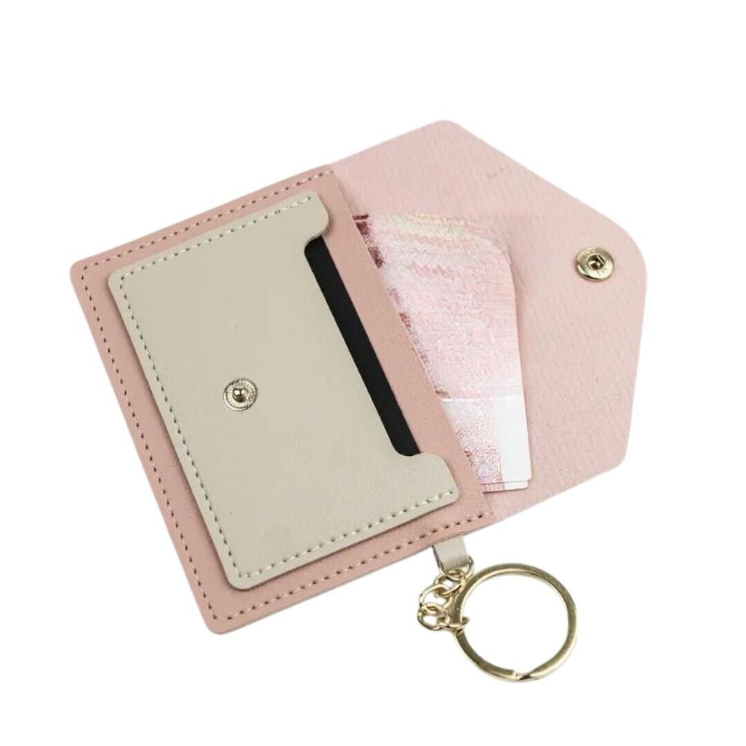 Shimmer Pink And Beige Card Holder /Wallet/Keychain