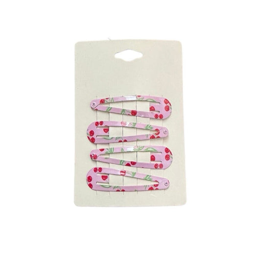 Pink Cherry Hair Clip 4 Piece Set
