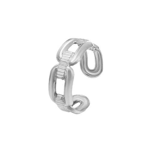 Silver Plated Stainless Steel Links Adjustable Ring