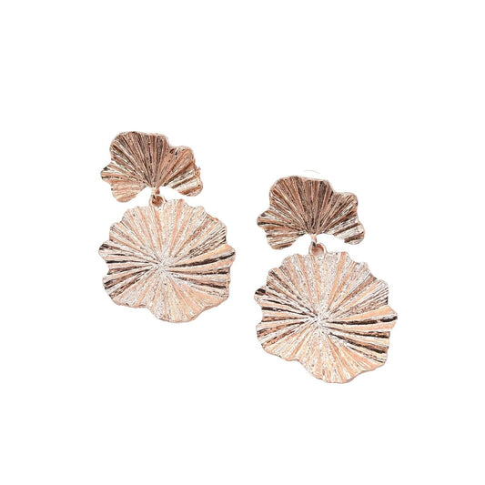 Rose Gold Hammered Textured Round Drop Earring
