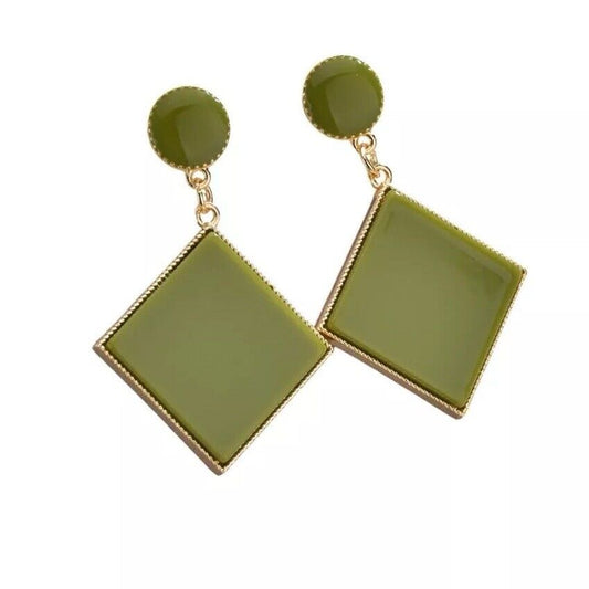 Sage Green And Gold Plated Triangle Acrylic Drop Earring