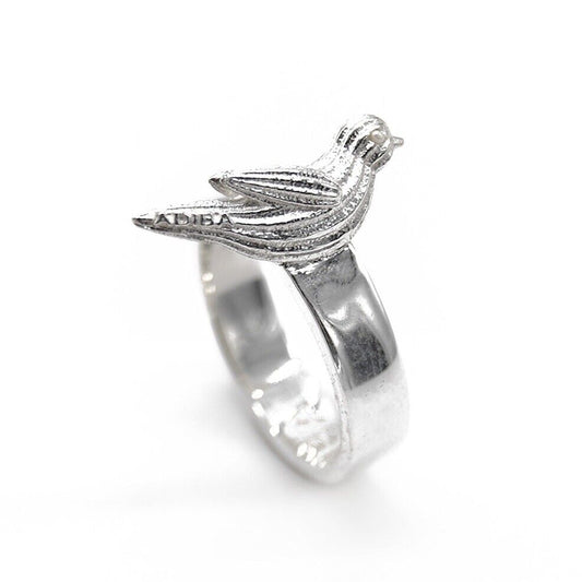 ADIBA Designer Robin Bird Pearls Silver Plated Adjustable Ring