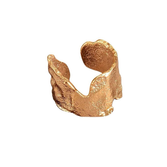 Gold Hammered Matte Geometric Style Adjustable Ring