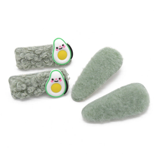 Mint Green Avocado Fabric 4 Piece Hair Clip Set