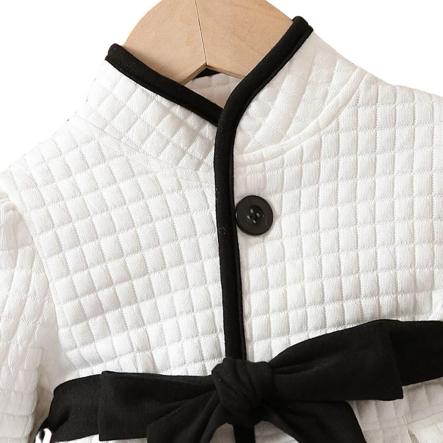 6-9M White And Black Baby Girl Thermal Belted Quilted Dress/ Coat