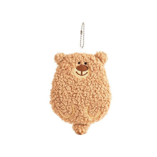 Beige Bear Plush Zipper Key Holder /Coin Purse /keychain