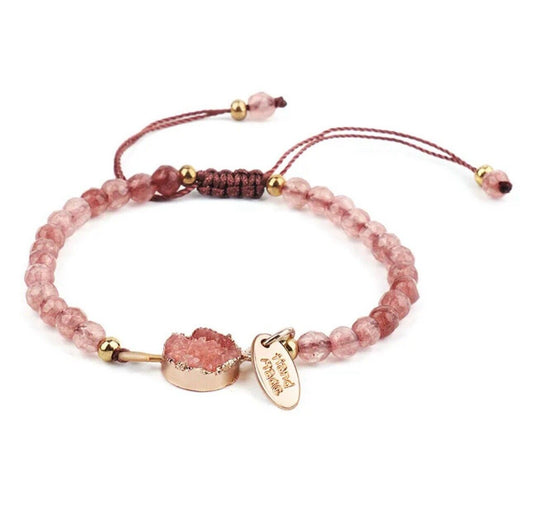 Pink Beaded Hand Braided Strand Bracelet