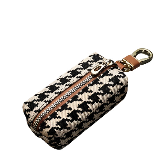 Black And White Houndstooth Mini Wallet/Keychain
