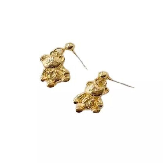 Gold Retro Style Bear Drop Earring