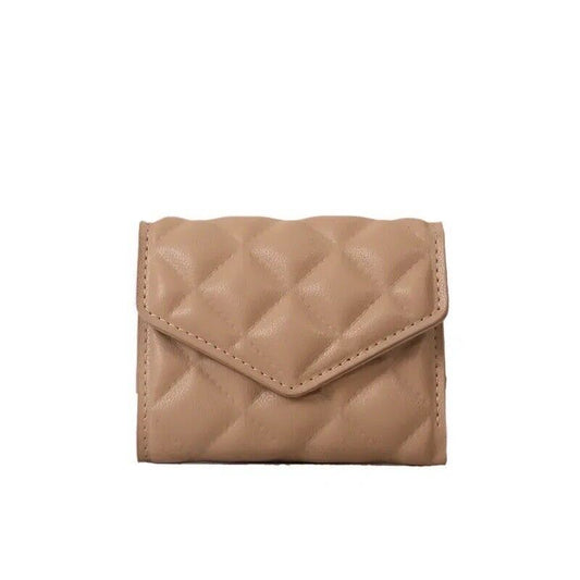 Beige/Khaki Card Holder Mini Quilted Wallet