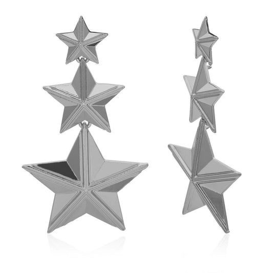 Silver Plated Stars Drop Earrings