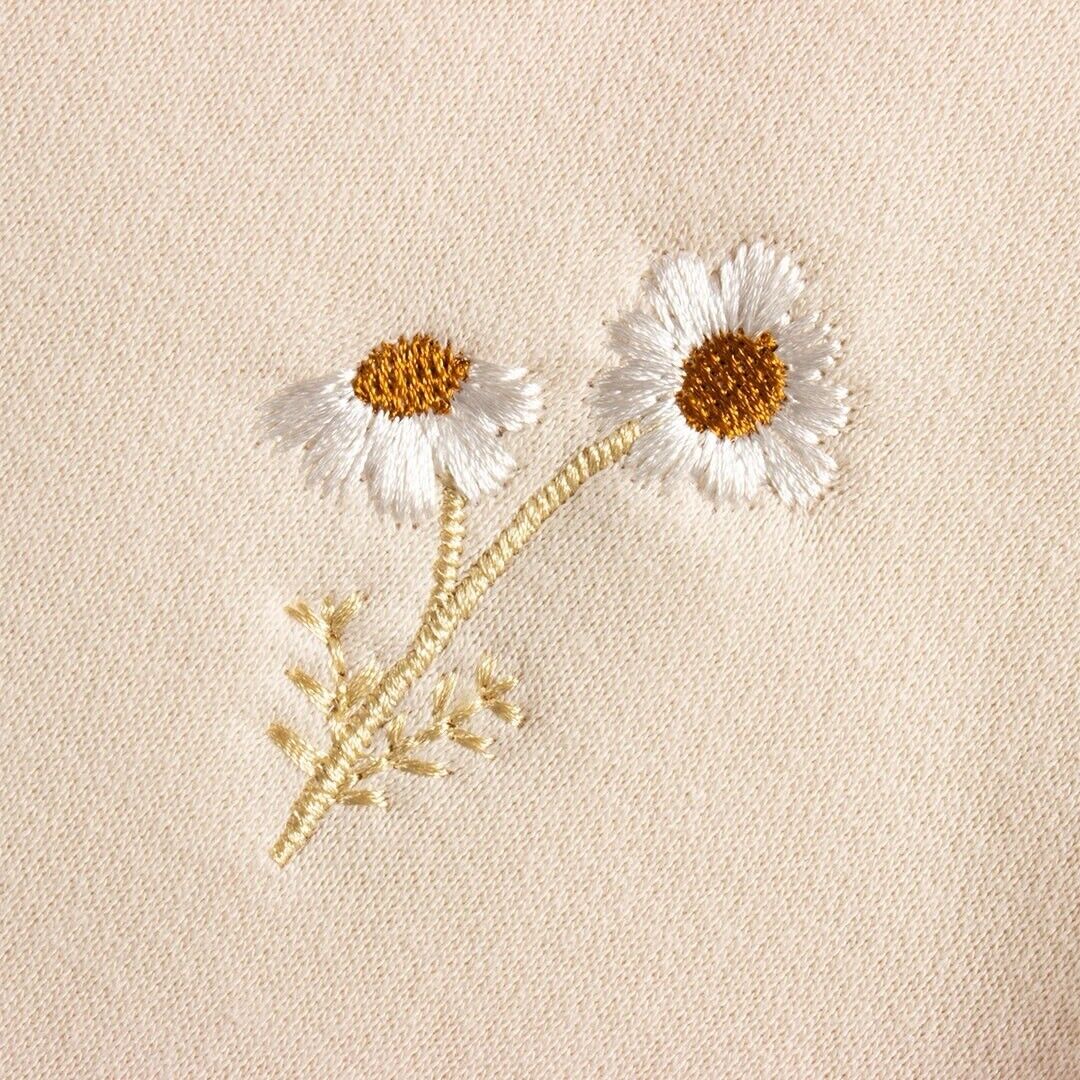 2T Girl’s Beige Polyester Embroidered Flower Sweater And Pants Set