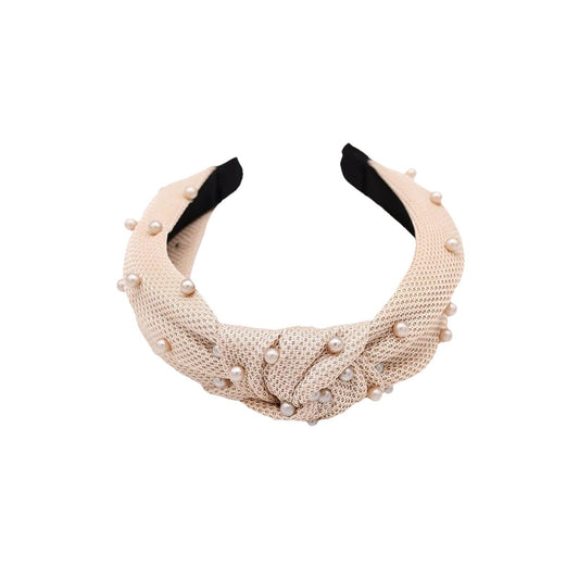Beige Pearls Knot Headband