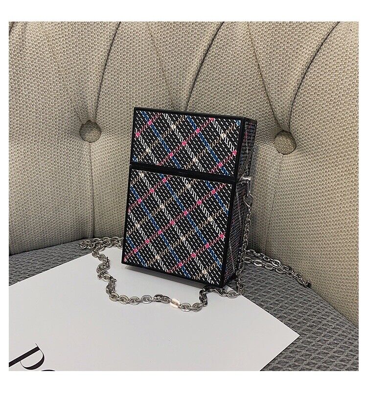 Plaid Mini Hard Shell Crossbody Elegant Clutch/Purse/Bag