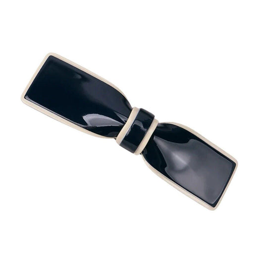 Dark Navy Blue And Beige Large Acrylic Hair Barrette