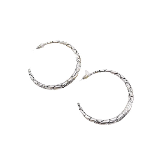 Silver Plated Textured Hoop Earring