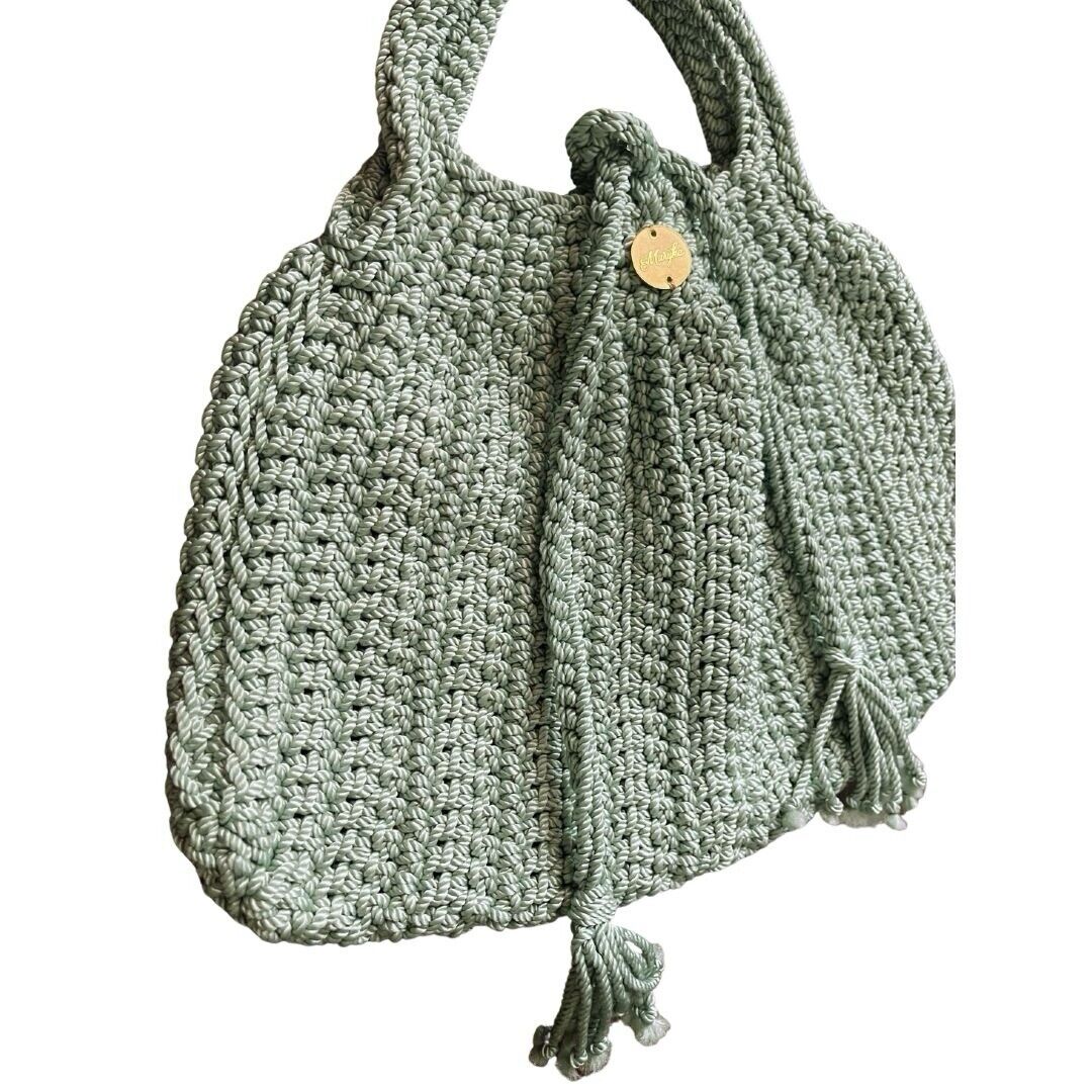 Light Blue Egyptian Handmade Crochet Bag With Tassels