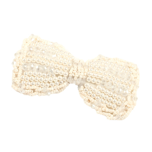 White Handmade Pearl Bow Hair clip