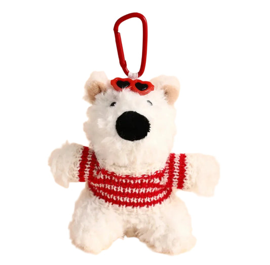 White And Red Bear Keychain