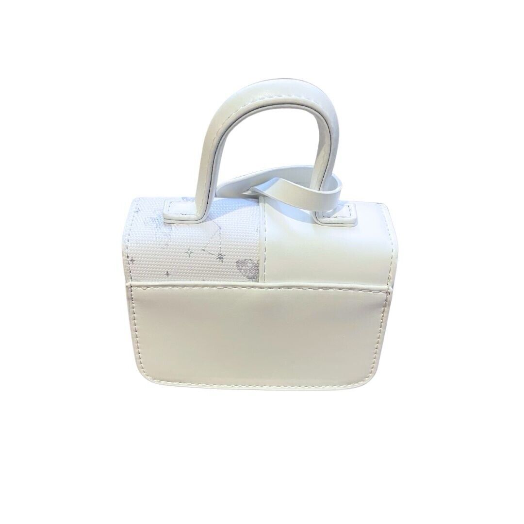 White, Lavender Floral And Butterflies Faux Leather Mini Crossbody Bag/purse